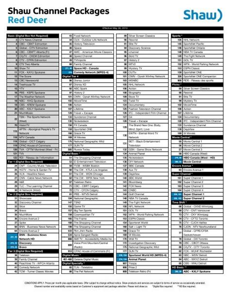 shaw rogers channel listings.